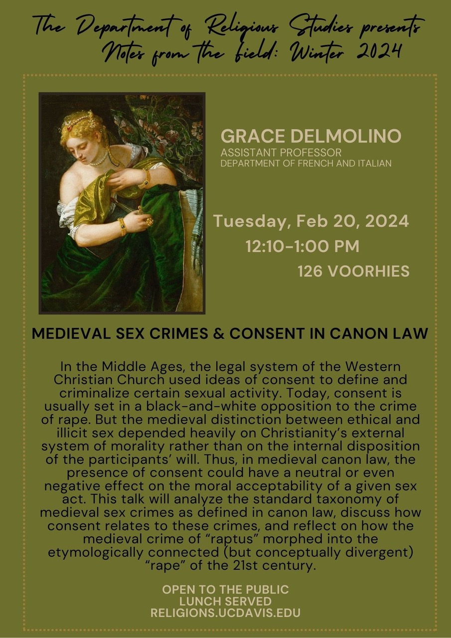 Poster for Medieval Sex Crimes in Cannon Law Event
